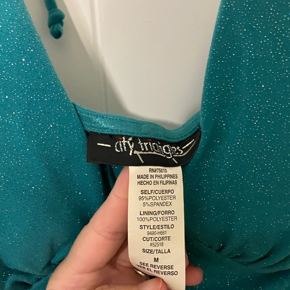 City Triangles Teal Sparkle Backless Dress - Picture 3 of 3